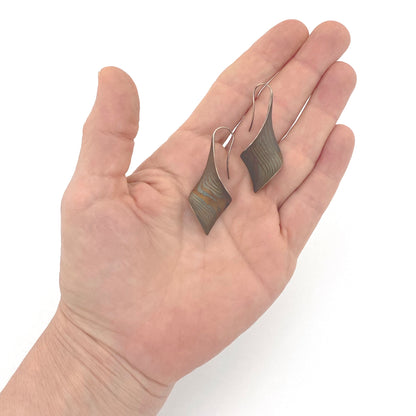 mokume gane silver & 18k gold spiral drop earrings ~ Stephen LeBlanc