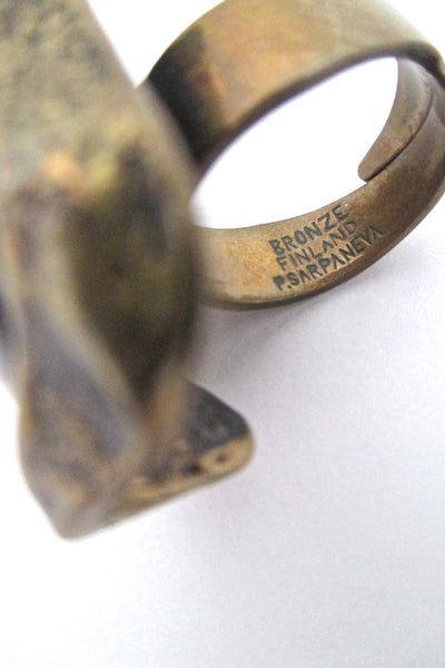 Pentti Sarpaneva large bronze & tiger eye ring