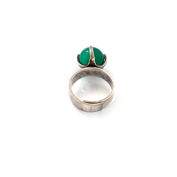 vintage silver & chrysoprase sphere ring ~ after Elis Kauppi