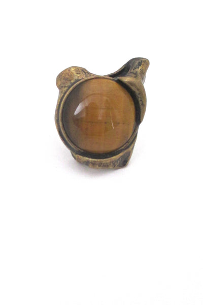 Pentti Sarpaneva large bronze & tiger eye ring