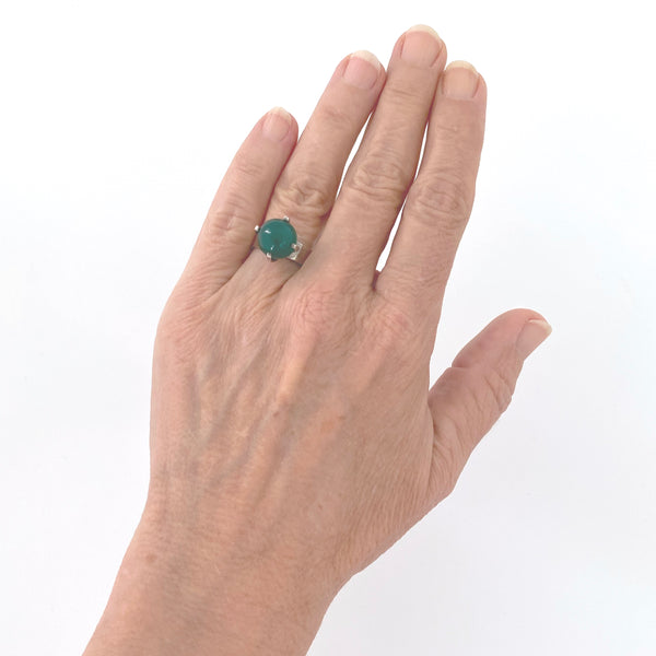 scale vintage silver and chrysoprase ring after Elis Kauppi Kupittaan Kulta Modernist jewelry design