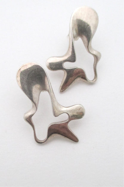 Georg Jensen Denmark vintage modernist splash earrings by Henning Koppel pierced