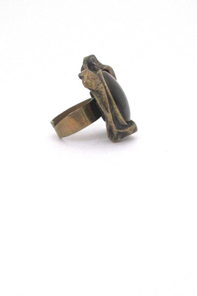 Pentti Sarpaneva large bronze & tiger eye ring