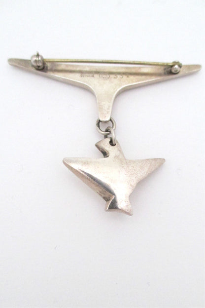 Georg Jensen kinetic bird brooch #334 by Henning Koppel