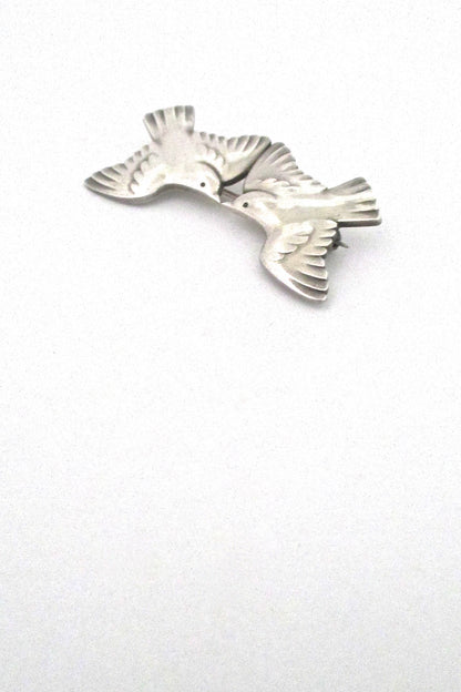 dertail Georg Jensen Denmark vintage silver two swallows bird brooch 316A
