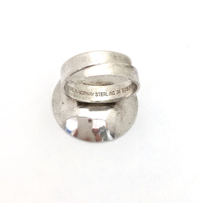 Aksel Holmsen large silver & bright red enamel ring