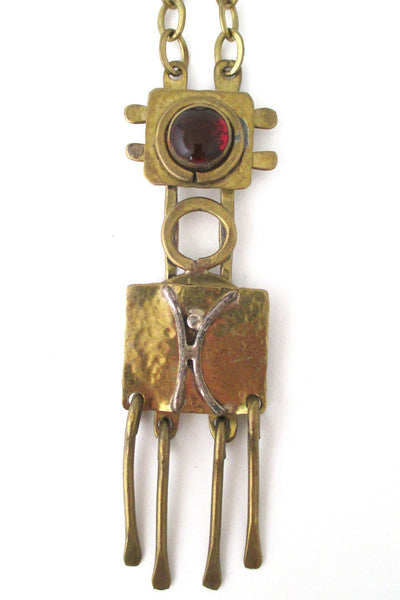Rafael Alfandary Canada vintage brass long pendant necklace happy person