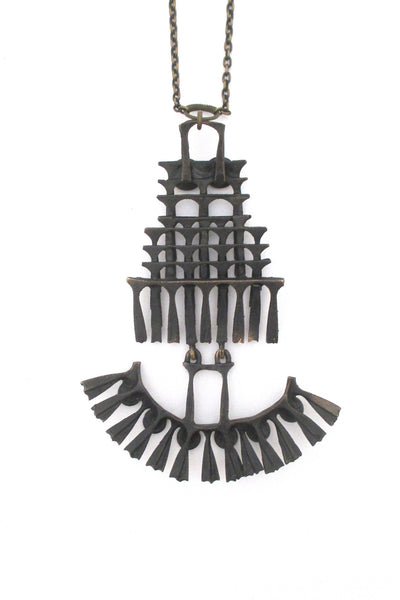 Pentti Sarpaneva kinetic bronze 'owl' necklace - large