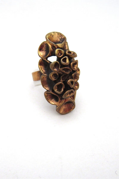 Hannu Ikonen Finland vintage bronze Reindeer Moss ring