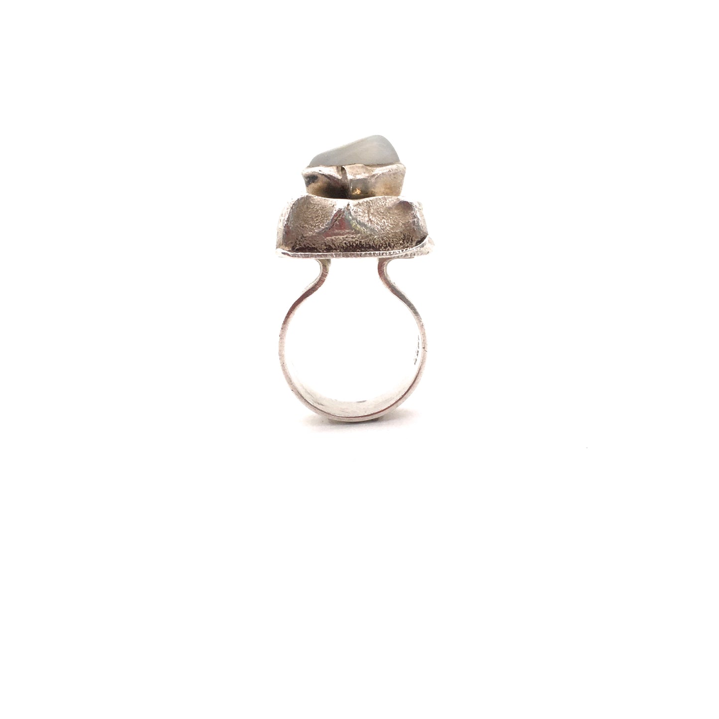 profile Jens Peter Clausen Gudjonsson Iceland large brutalist silver agate shadowbox ring Scandinavian Modern design jewelry