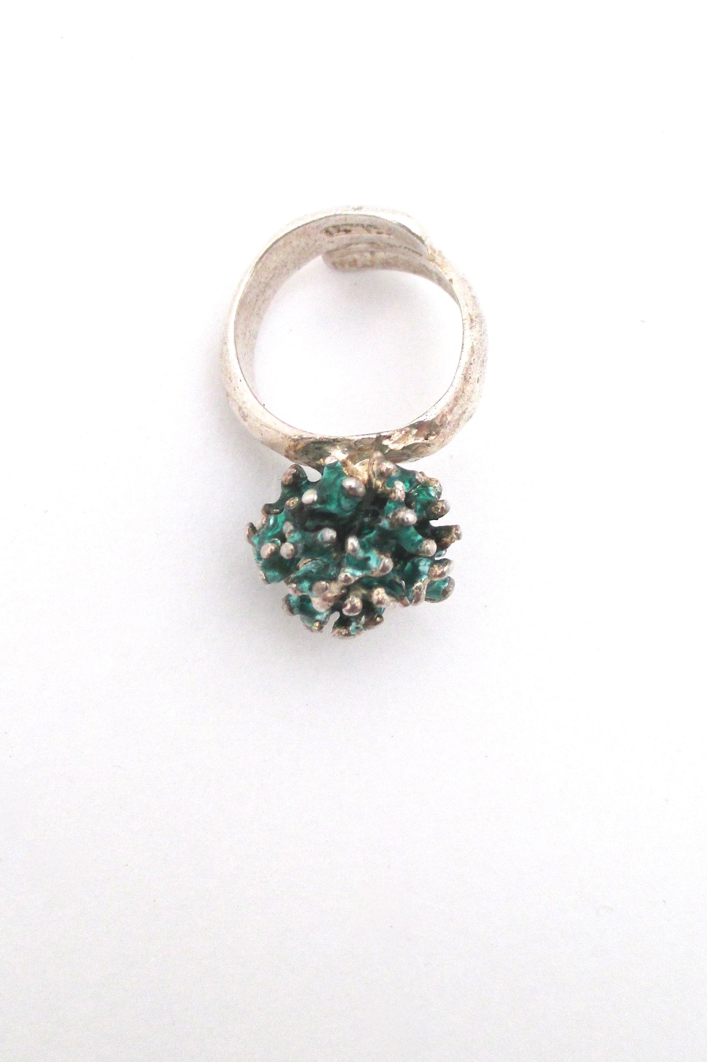 David-Andersen silver & enamel 'green cluster' ring