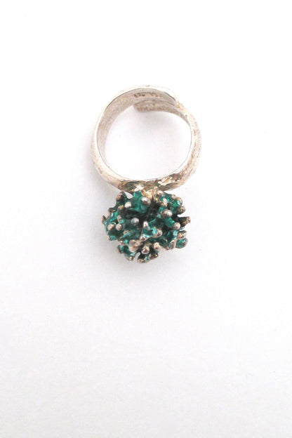 David-Andersen silver & enamel 'green cluster' ring