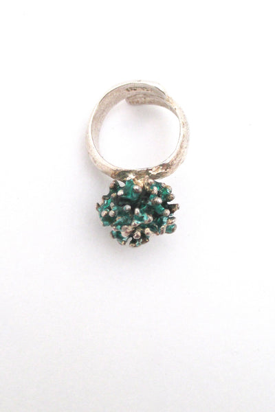 David-Andersen silver & enamel 'green cluster' ring