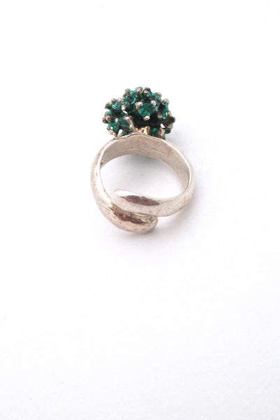 David-Andersen silver & enamel 'green cluster' ring