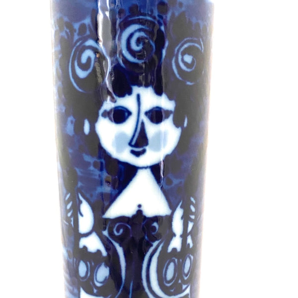 detail side one Rosenthal Germany vintage porcelain flow blue vase Bjorn Wiinblad Scandinavian Modern design