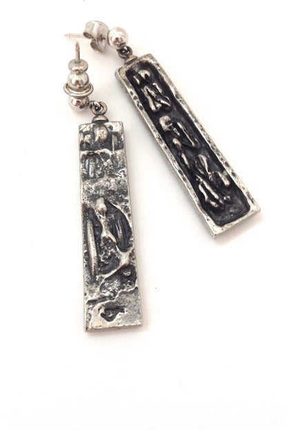 Guy Vidal Canada brutalist vintage double sided drop earrings