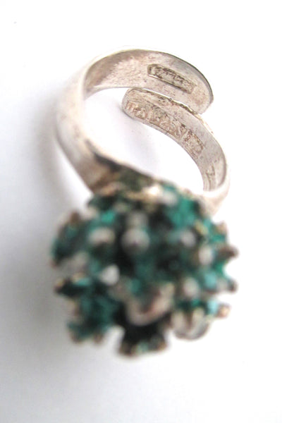 David-Andersen silver & enamel 'green cluster' ring
