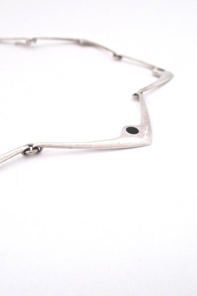 detail Hans Hansen Denmark vintage sterling silver enamel choker necklace Scandinavian Modernist jewelry design