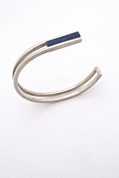 detail Georg Jensen Denmark vintage silver sodalite Modernist cuff bracelet 318