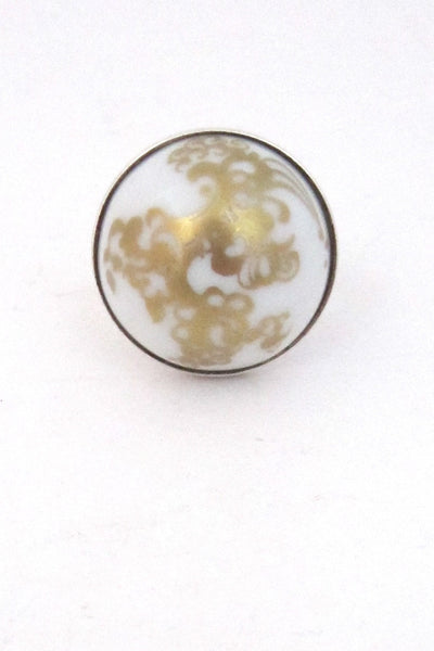 Porsgrund, Norway vintage silver and porcelain ring by Anne Marie Odegaard