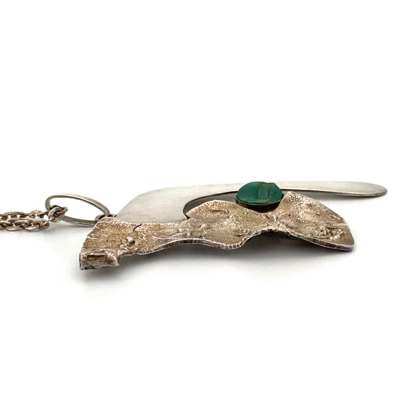 profile Buch & Deichmann Denmark vintage sterling silver large pendant necklace Scandinavian Modernist jewelry design