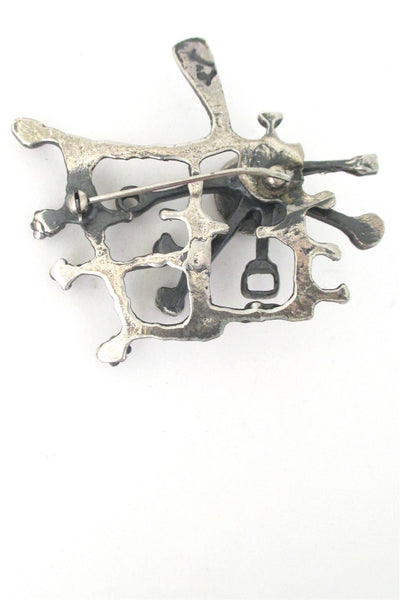 Guy Vidal brass sphere 'textured pinwheel' brooch