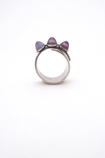 profile David Andersen Norway vintage Modernist silver amethyst adjustable ring