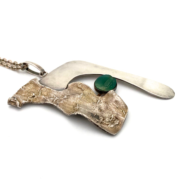 detail Buch & Deichmann Denmark vintage sterling silver large pendant necklace Scandinavian Modernist jewelry design