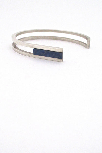 Georg Jensen sleek silver & lapis cuff bracelet #318