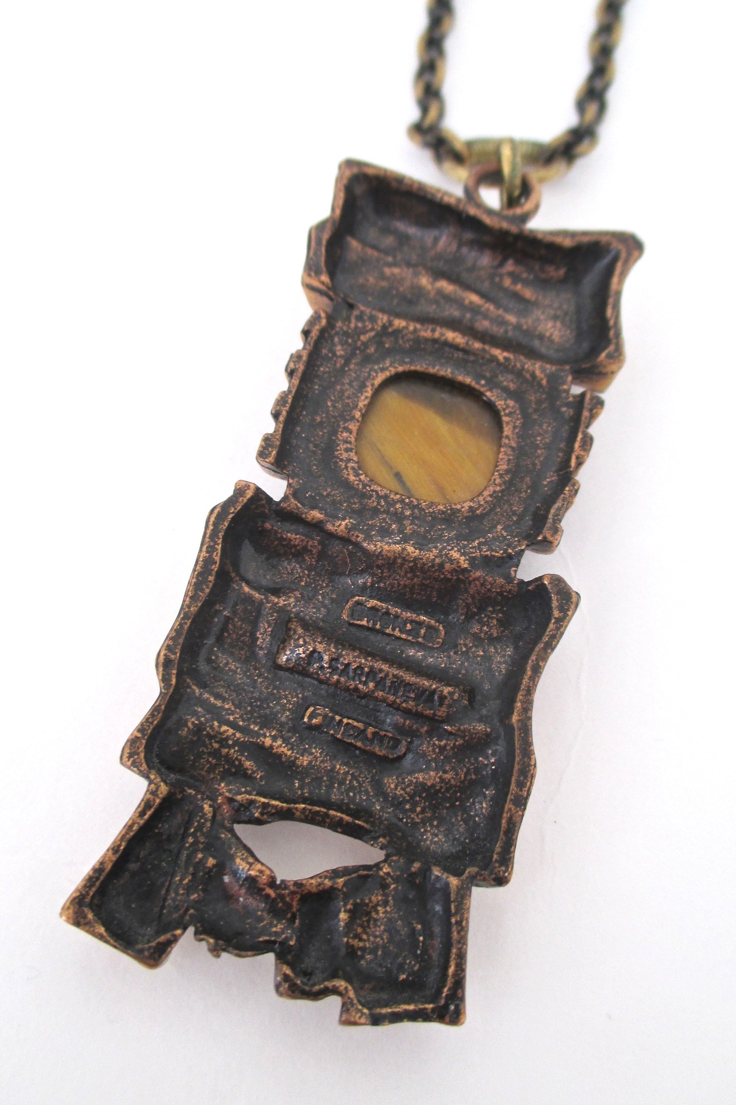 Pentti Sarpaneva bronze & tiger eye necklace