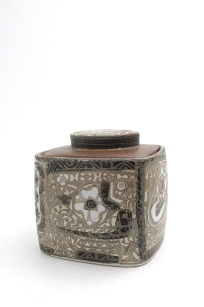 detail Royal Copenhagen Denmark vintage faience ceramic Baca humidor box by Nils Thorsson