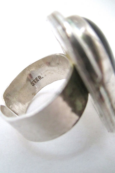 Rafael Canada sterling ring with black swirl stone