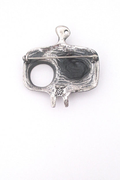 Guy Vidal 'favourite dress' pewter brooch 1970s