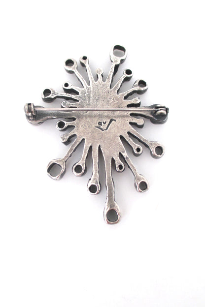 Guy Vidal pewter 'fireworks' brooch