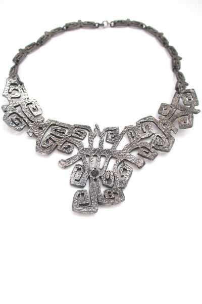 Guy Vidal large 'squared spirals' bib necklace