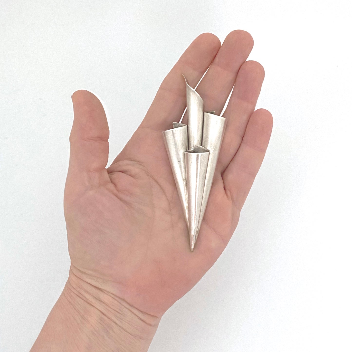large postmodern silver brooch / tussie mussie ~ Barbara Stutman