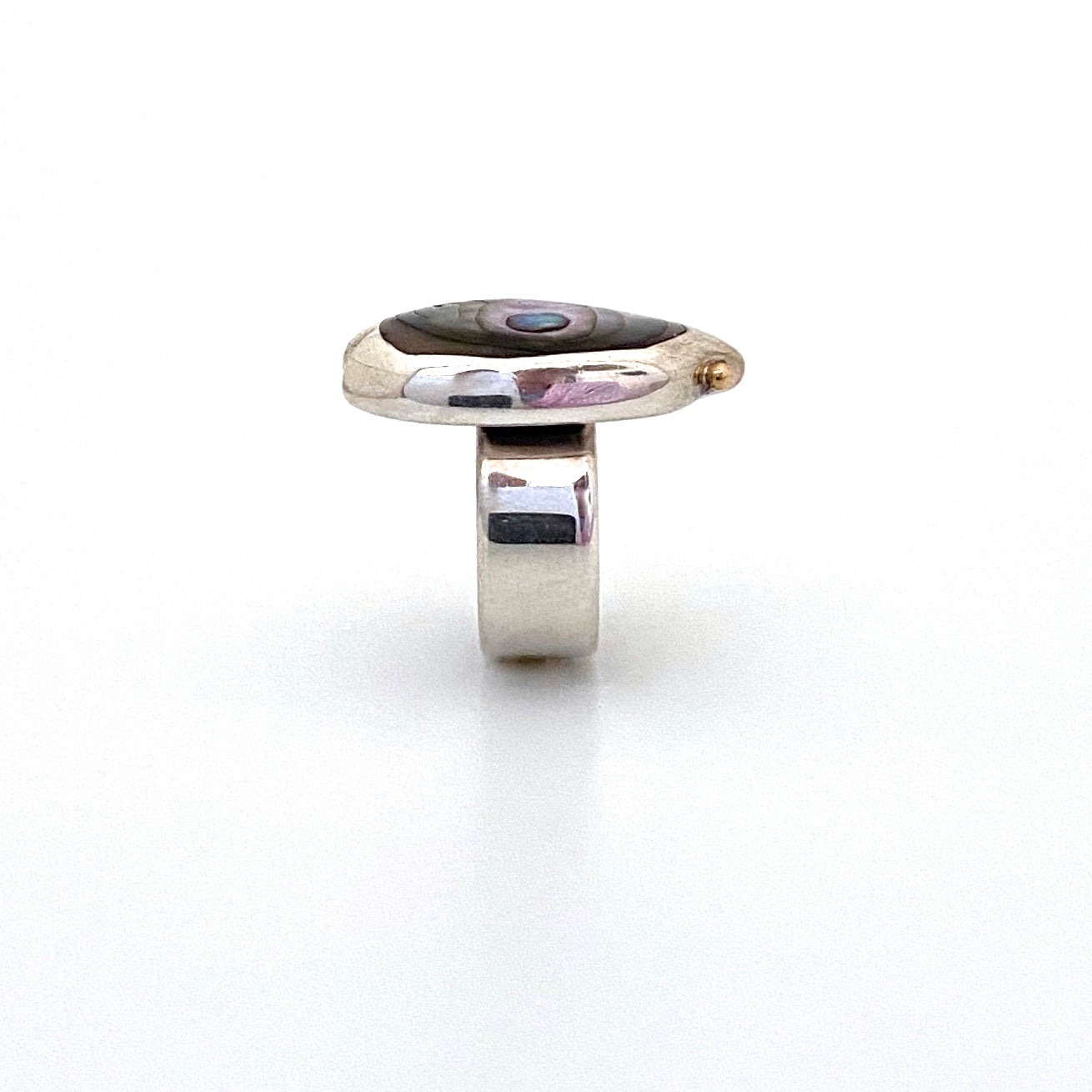 profile Walter Schluep Canada vintage large silver gold abalone beetle ring Canadian Modernist jewelry design