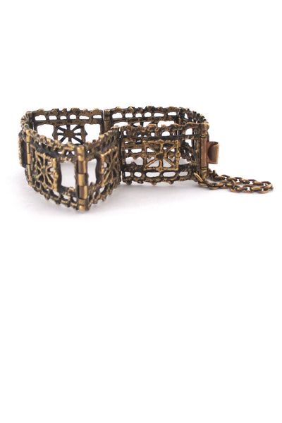 detail Pentti Sarpaneva for Turun Hopea Finland vintage bronze pitsi bracelet Scandinavian design jewellery