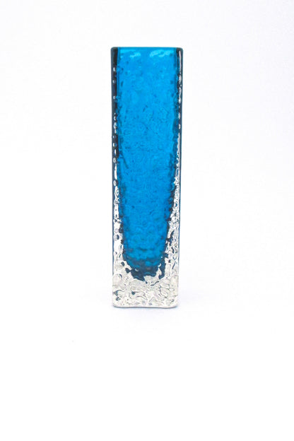 profile Whitefriars England vintage mid century Nailhead glass vase kingfisher blue Geoffrey Baxter