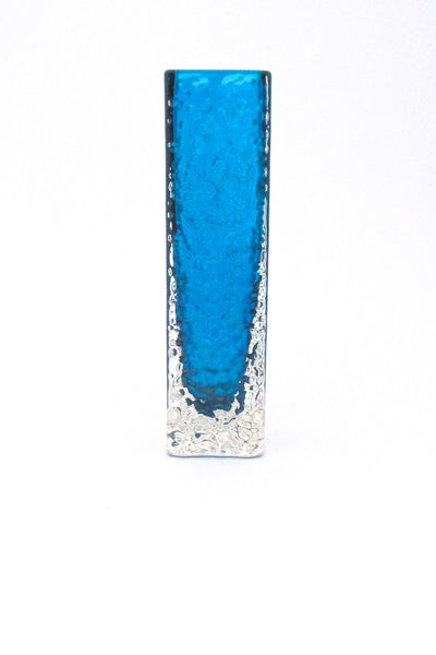 profile Whitefriars England vintage mid century Nailhead glass vase kingfisher blue Geoffrey Baxter