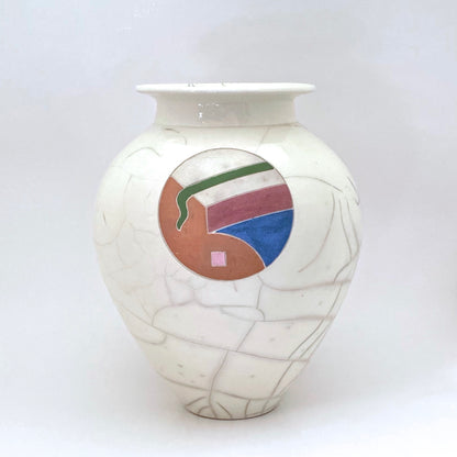 profile Peter Powning Canada large raku fired ceramic vase signed dated 1986 vintage Canadian pottery