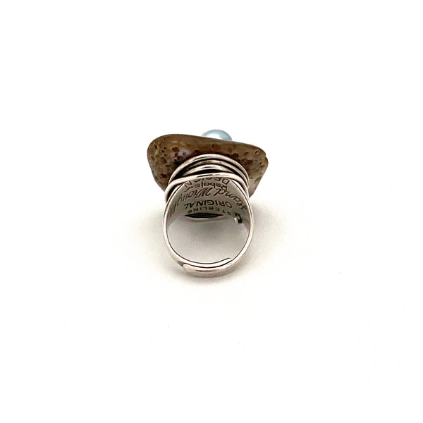 Francisco Rebajes sterling silver, abalone & pearl ring
