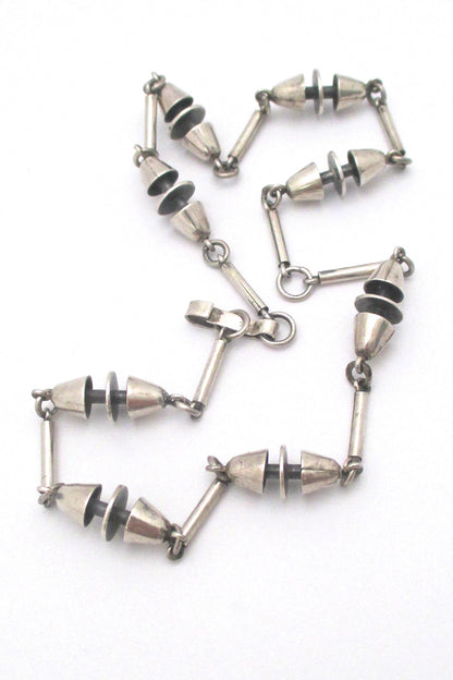 detail vintage heavy silver constructivist long link chain necklace mid century design