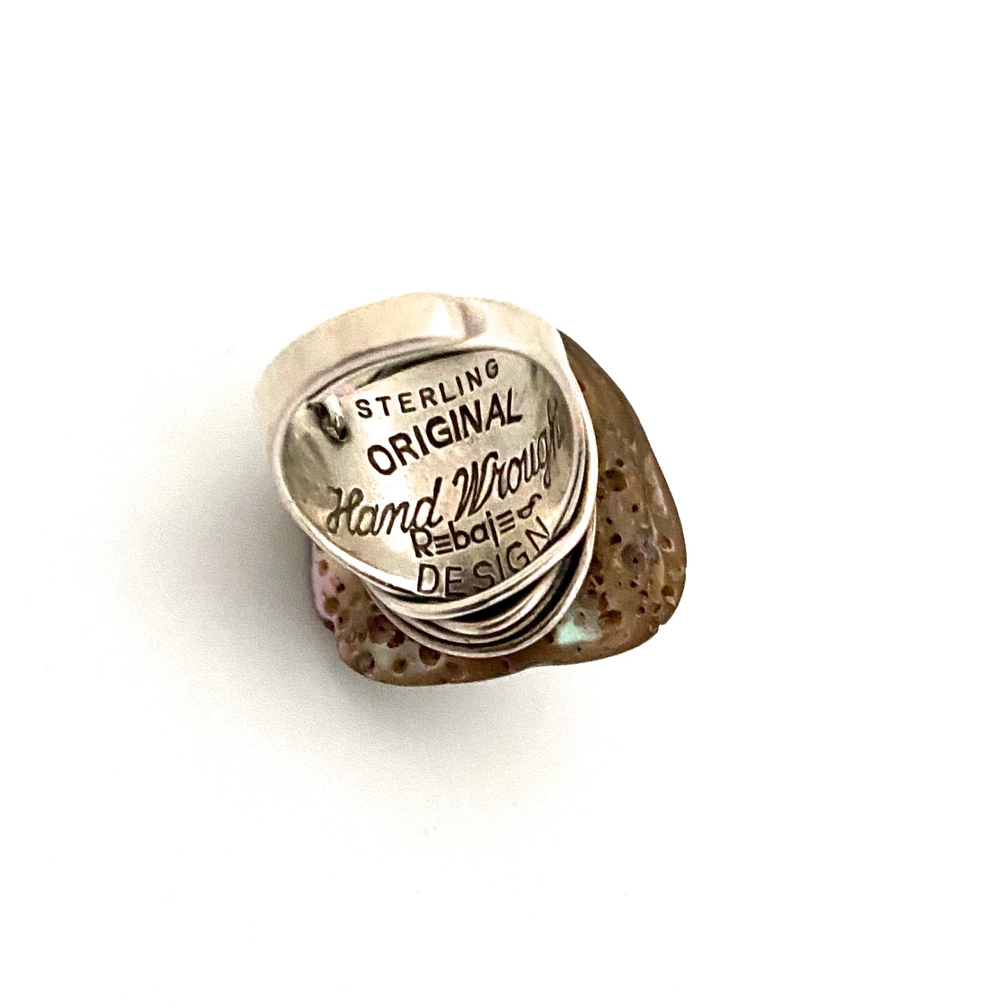 Francisco Rebajes sterling silver, abalone & pearl ring