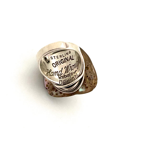 Francisco Rebajes sterling silver, abalone & pearl ring