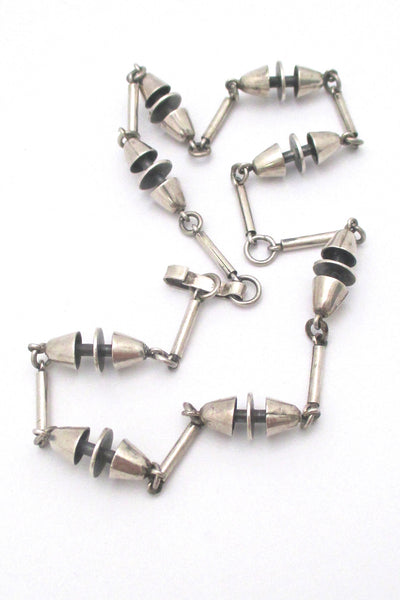 detail vintage heavy silver constructivist long link chain necklace mid century design