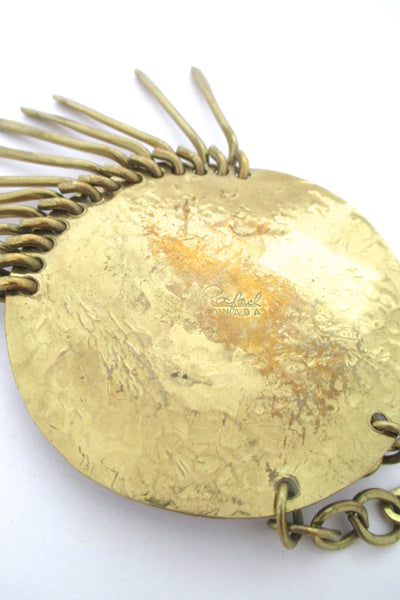 Rafael Alfandary aqua blue fringe necklace in brass