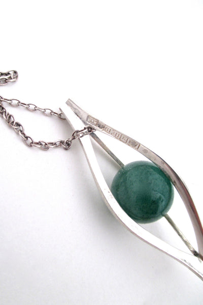 Elis Kauppi 'caged sphere' aventurine pendant, 1964