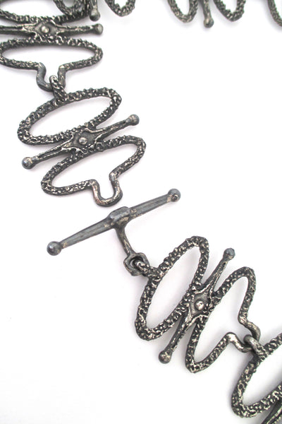closure Guy Vidal Canada brutalist pewter vintage link belt 1970s 