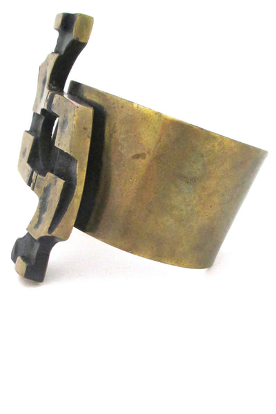 Henri Nogaret large sculptural bronze cuff bracelet